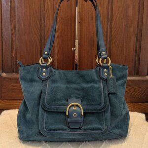 Coach EUC+ Teal Green Suede Shoulder Bag
